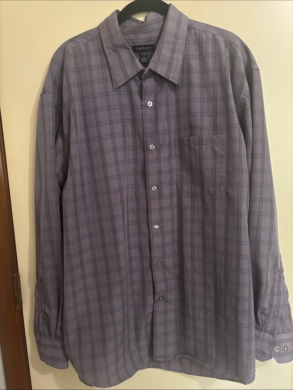 Van Heusen Purple Plaid Long-Sleeve Dress Shirt